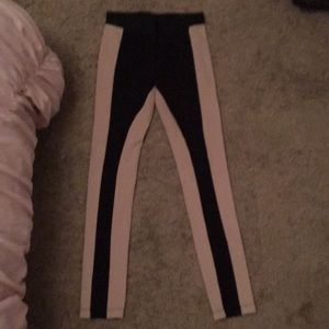 BCBG Maxazria Leggings Stripe Black Tan/Beige